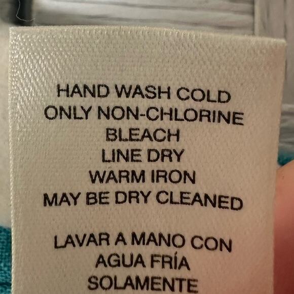 Chico’s Button Down Shirt-Tunic teal and white striped back coastal grandma - Picture 5 of 9